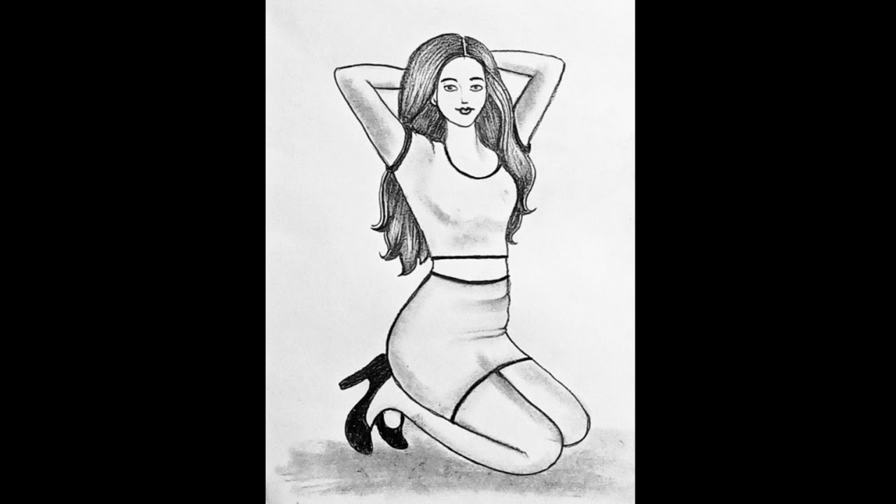 Ssu Draw Sitting girl, pencil drawing, how to draw sitting girl step by step for ...