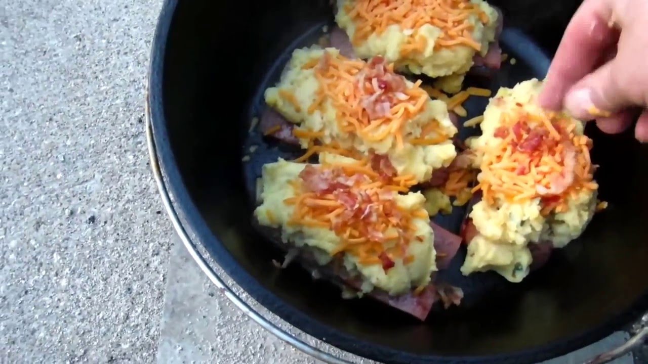 Dutch Oven Stuffed Sausage and Potato Boats YouTube