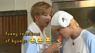 BTS V (taehyung) eating watermelon of their hyungs funny reaction 😂#vkook #jk #v