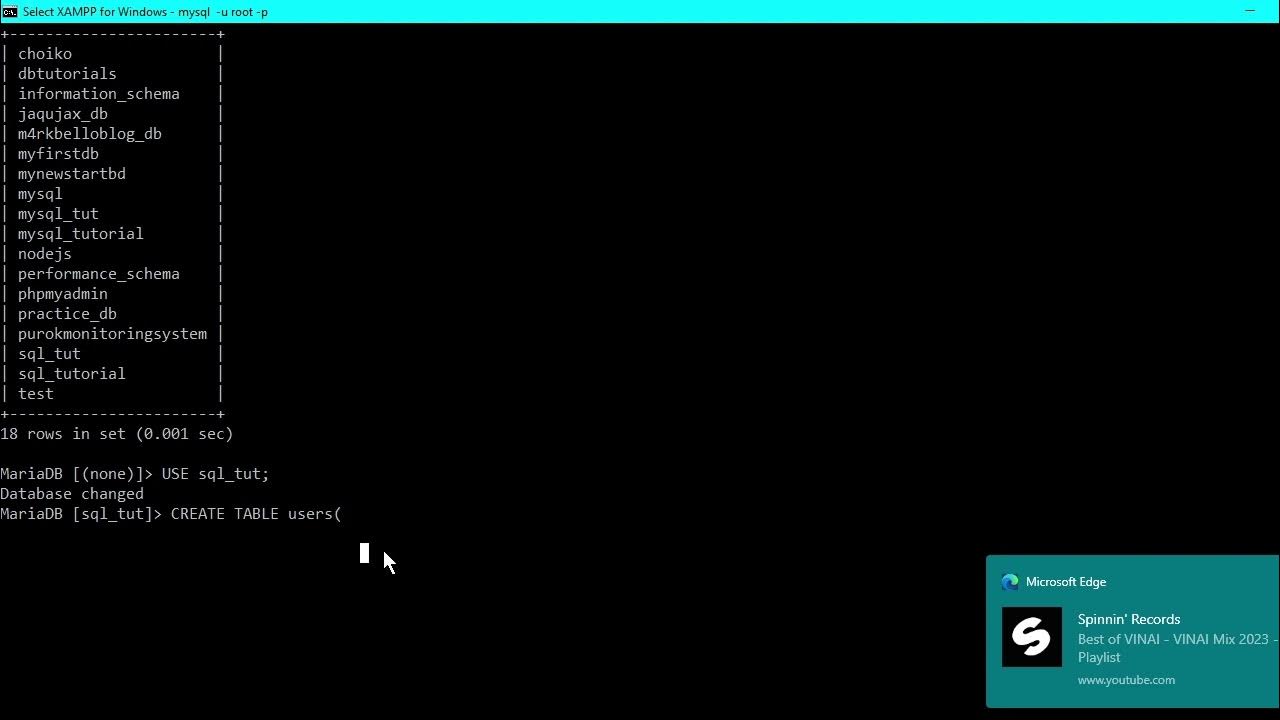 BISAYA TUTORIAL] CREATE TABLE XAMPP CONTROL PANEL MYSQL SQL