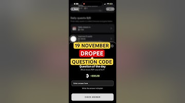 19 November Dropee Question of the day | Dropee Question of the day Today |