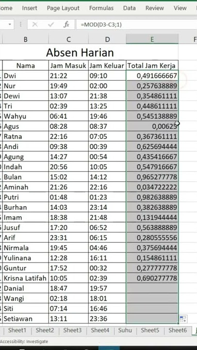 Hitung Jam Kerja Pakai Rumus Excel