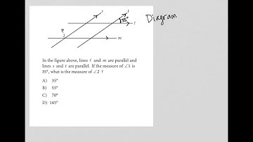 In the figure above, lines l and m are parallel and lines s and t are parallel.  If the measure of..