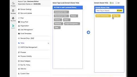 Create Domain Shared TAGs in Admin Menu