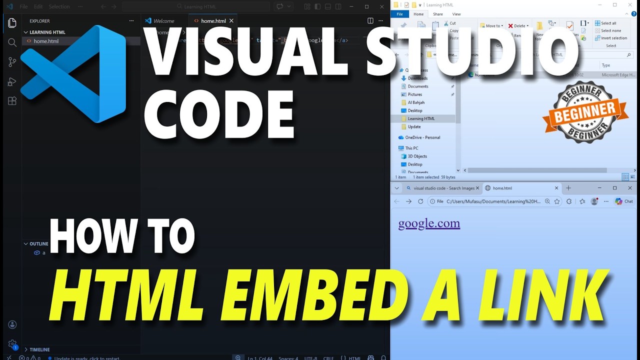Visual Studio Code HTML How To Embed A Link - YouTube
