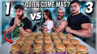 PUEDO COMER MÁS HAMBURGUESAS que 3 PERSONAS en 2 MINUTOS?  *SI PIERDO LE DOY EL MERCEDES*