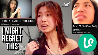 reacting to my old videos and punishing myself when i cringe