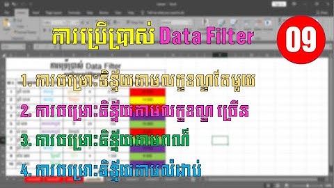 ការប្រើប្រាស់ Data Filter ក្នុងកម្មវិធី Microsoft Excel | Data Filter in Excel