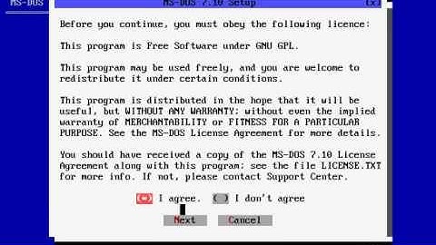 Complete MS-DOS 7.10 installation