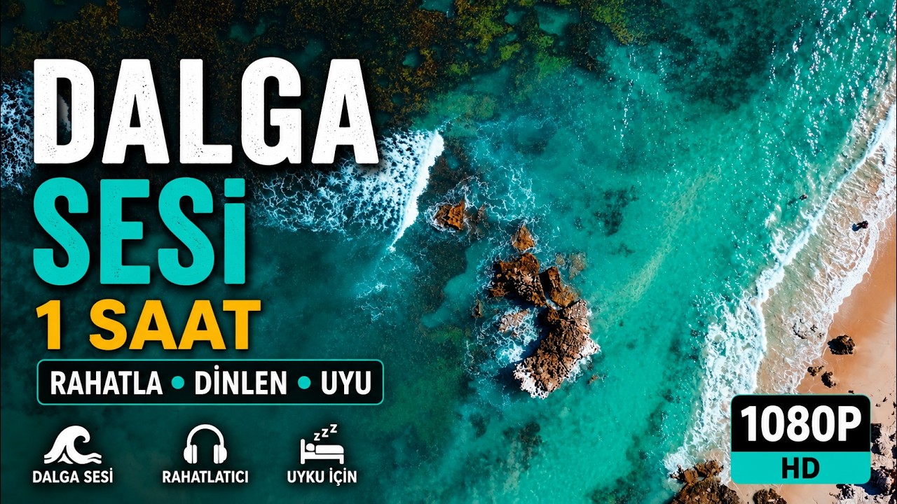 🌊 1 Saat Turkuaz Deniz Dalgası Sesi | Tropik Sahil Ambiyansı | Uyku • Ders • Rahatlama