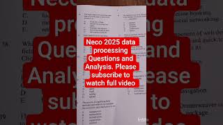 Neco 2025 data processing Questions and Analysis. #shorts #viral #trending