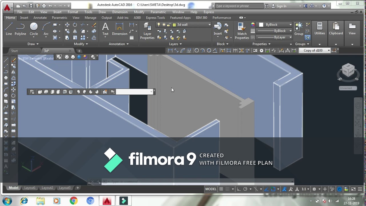 3D Walls in Autocad YouTube