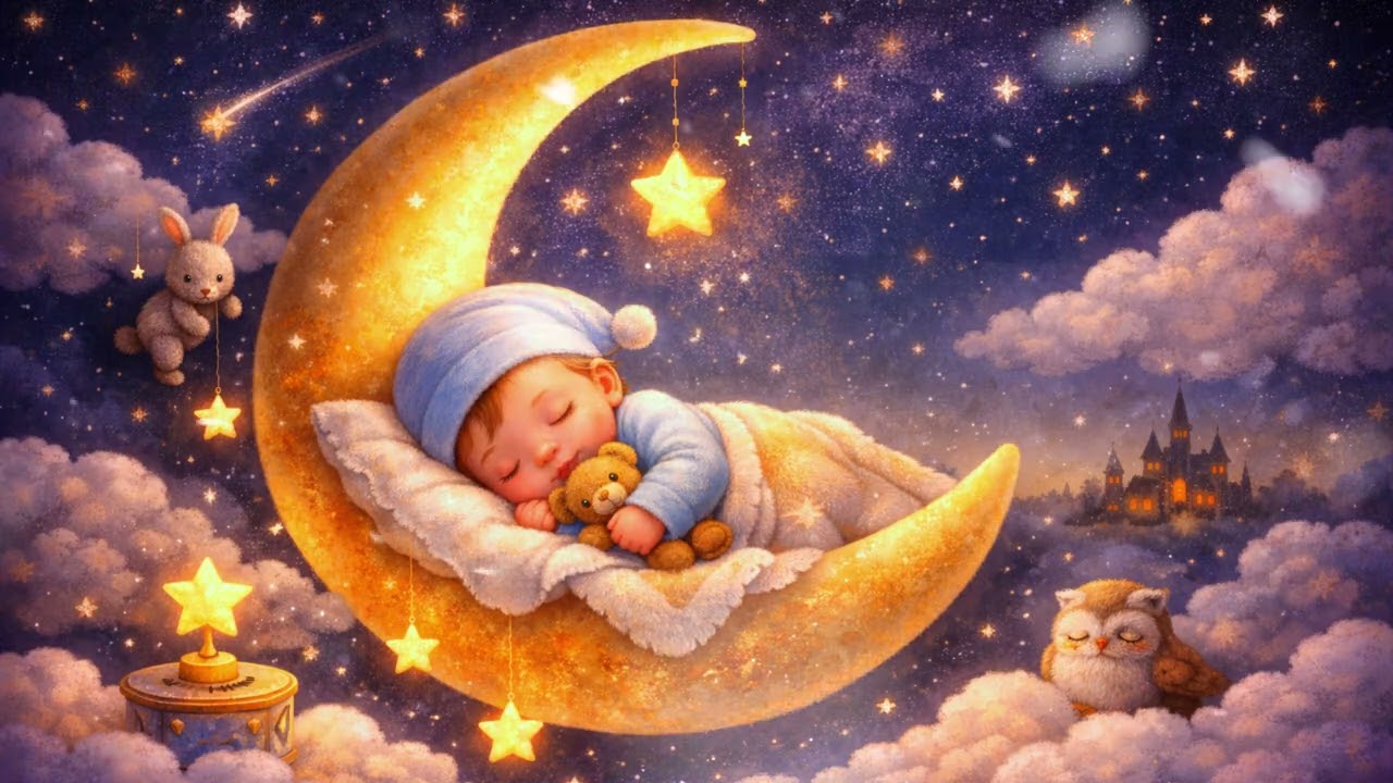 Baby Sleeping on Moon | Relaxing Lullaby Animation