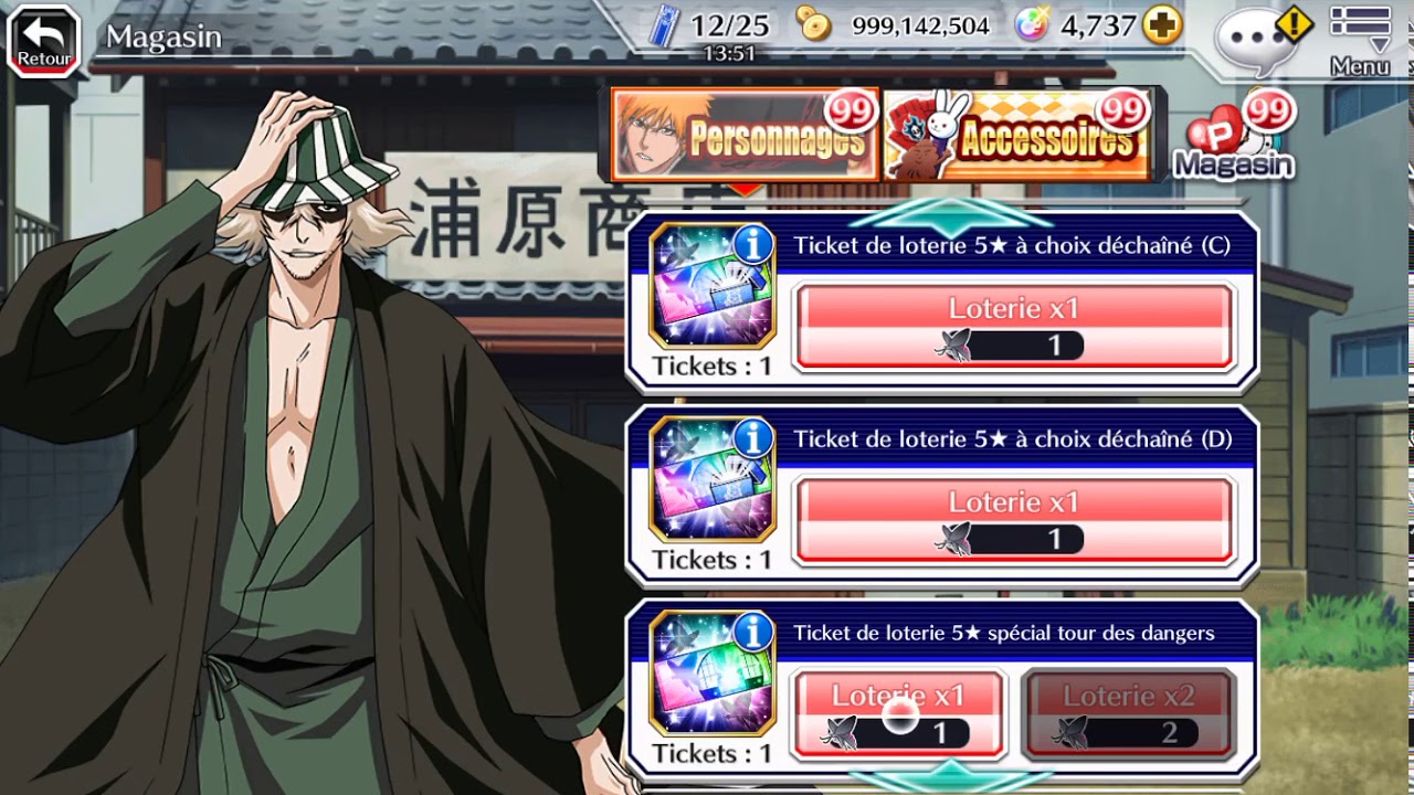 Bleach Brave Souls invocation ticket 5* tour des Dangers YouTube