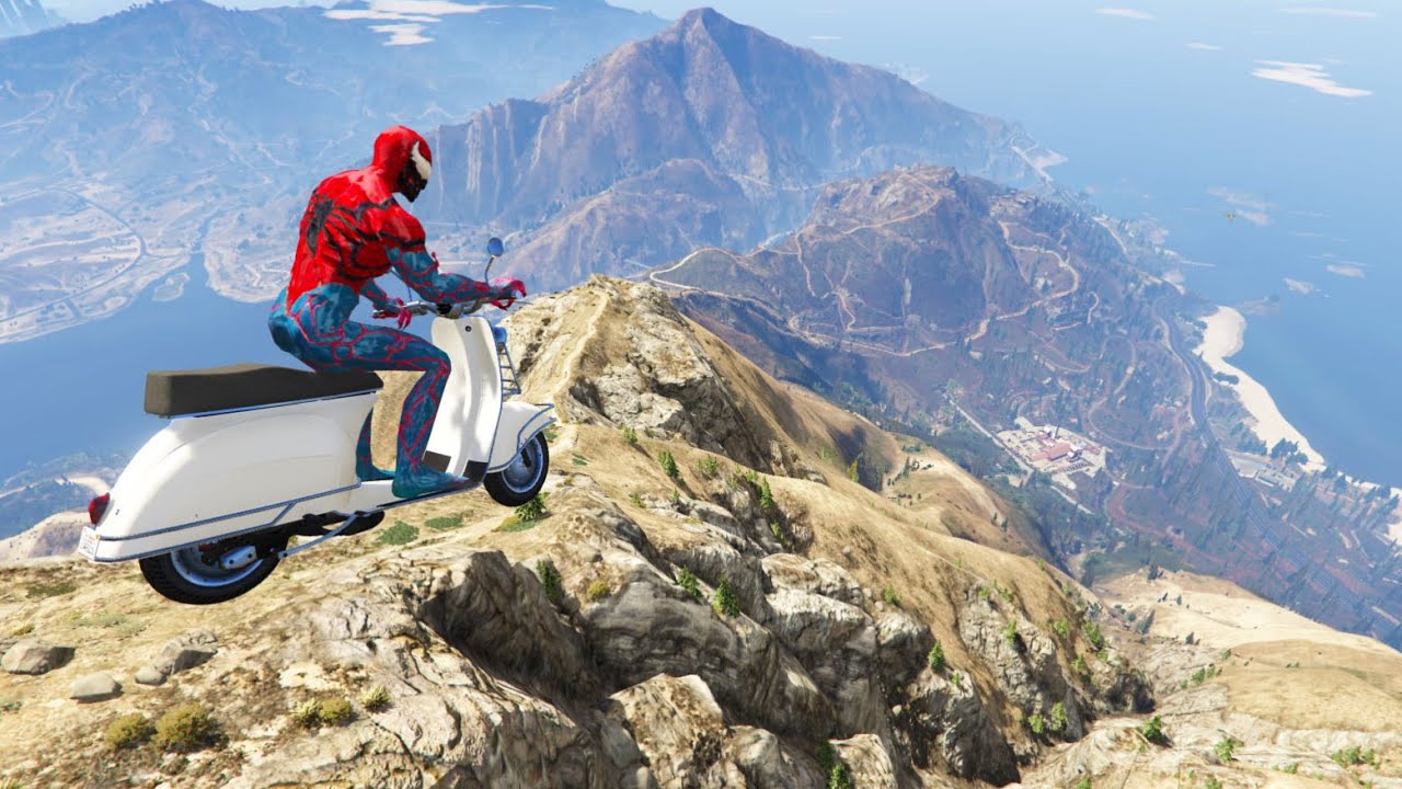 GTA 5 Scooter & Mega Ramp Ragdolls Spiderman Vs Spiderman Fails/Jumps | Euphoria Physics | Funny
