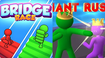 Bridge Race 3D vs Giant Rush 3D 🖤🖤💖💖Walkthrough Android IOS Gameplay Ep 04