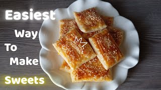 How to make the easiest Sweet | sweets recipe | puff pastry sweet idea to make