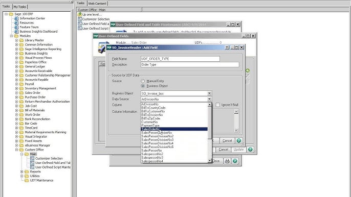 Sage 100 Erp Adding Udf Fields To Data Entry Screens Youtube