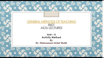 8601 Unit 5: Activity Method