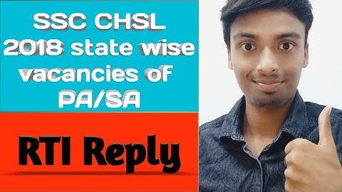 SSC CHSL state wise vacancy | PA/SA state wise vacancy | SSC CHSL 2018