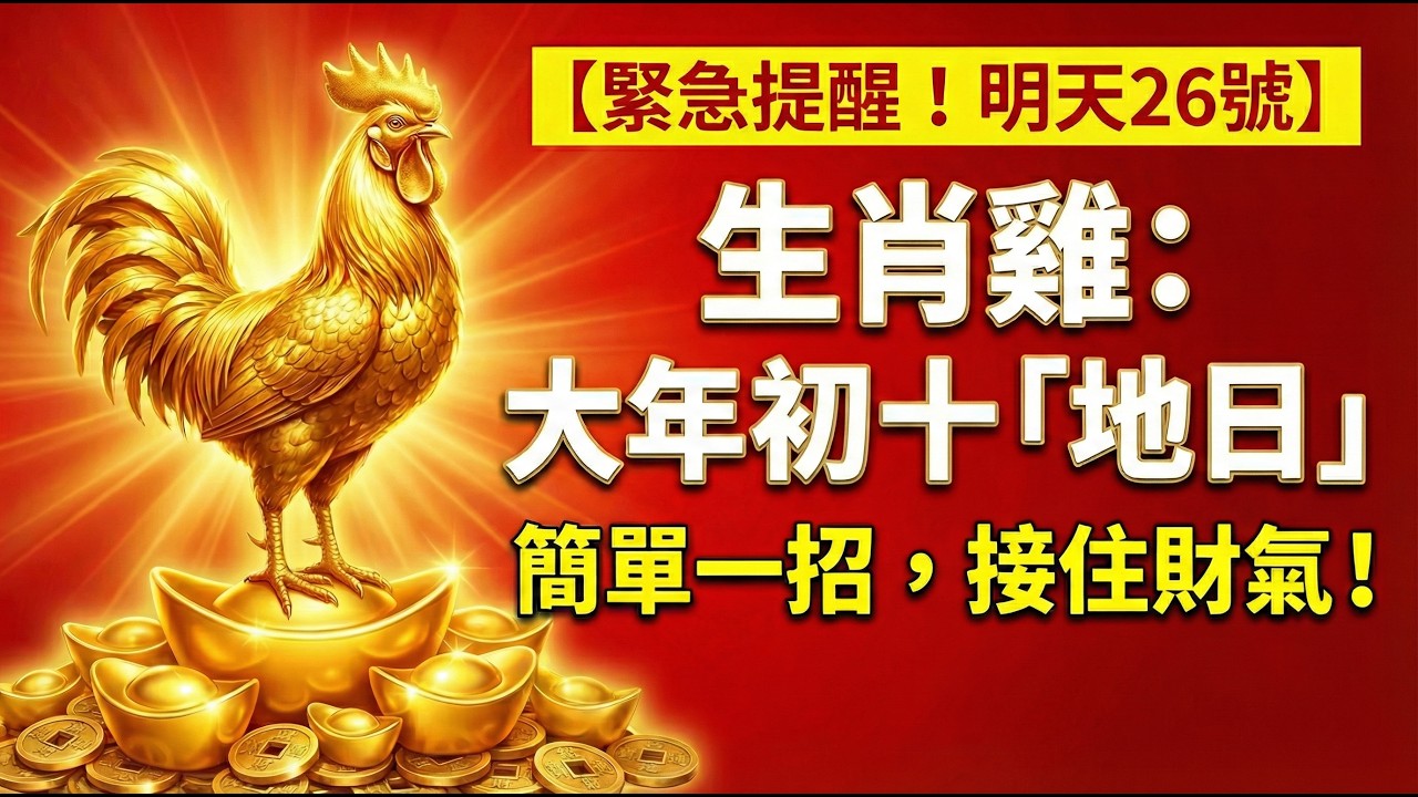 生肖雞必看！明天26號，大年初十是「地日」，這天如何「接財氣」？簡單一招，讓你今年不再辛苦求財！#生肖雞2026運勢 #2026屬雞運勢 #大年初十 #接財氣 #財運 #開運 #風水 #地日 #偏財