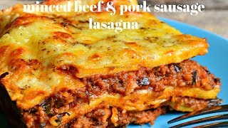 BEST, TASTIEST LASAGNA RECIPE EVER! | MINCED BEEF AND PORK SAUSAGE LASAGNA RECIPE | KALUHI'S KITCHEN