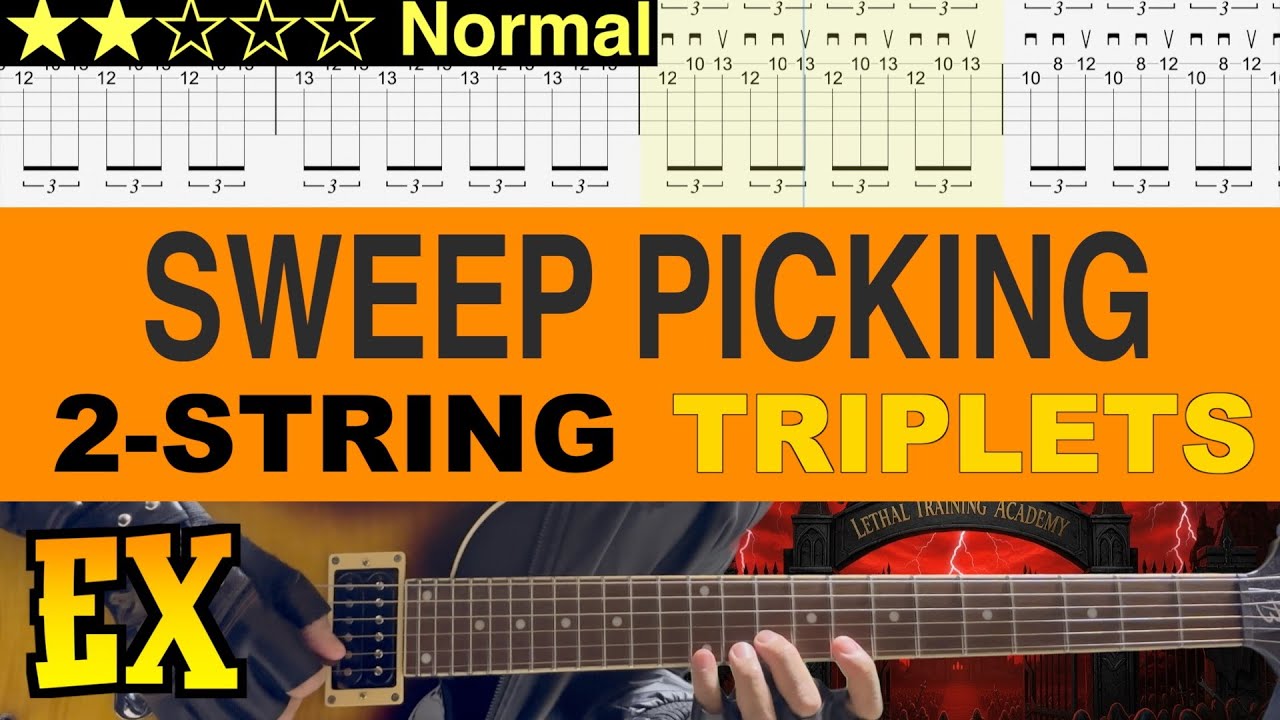 Sweep Picking #1 - 2-String Triplets【Guitar TAB | BPM 30→54】