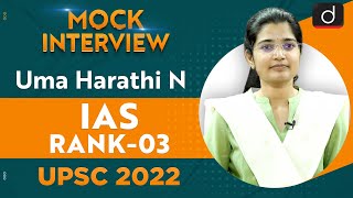 Uma Harathi N, Rank-03 | UPSC CSE 2022 | English Medium | Mock Interview | Drishti IAS English screenshot 5