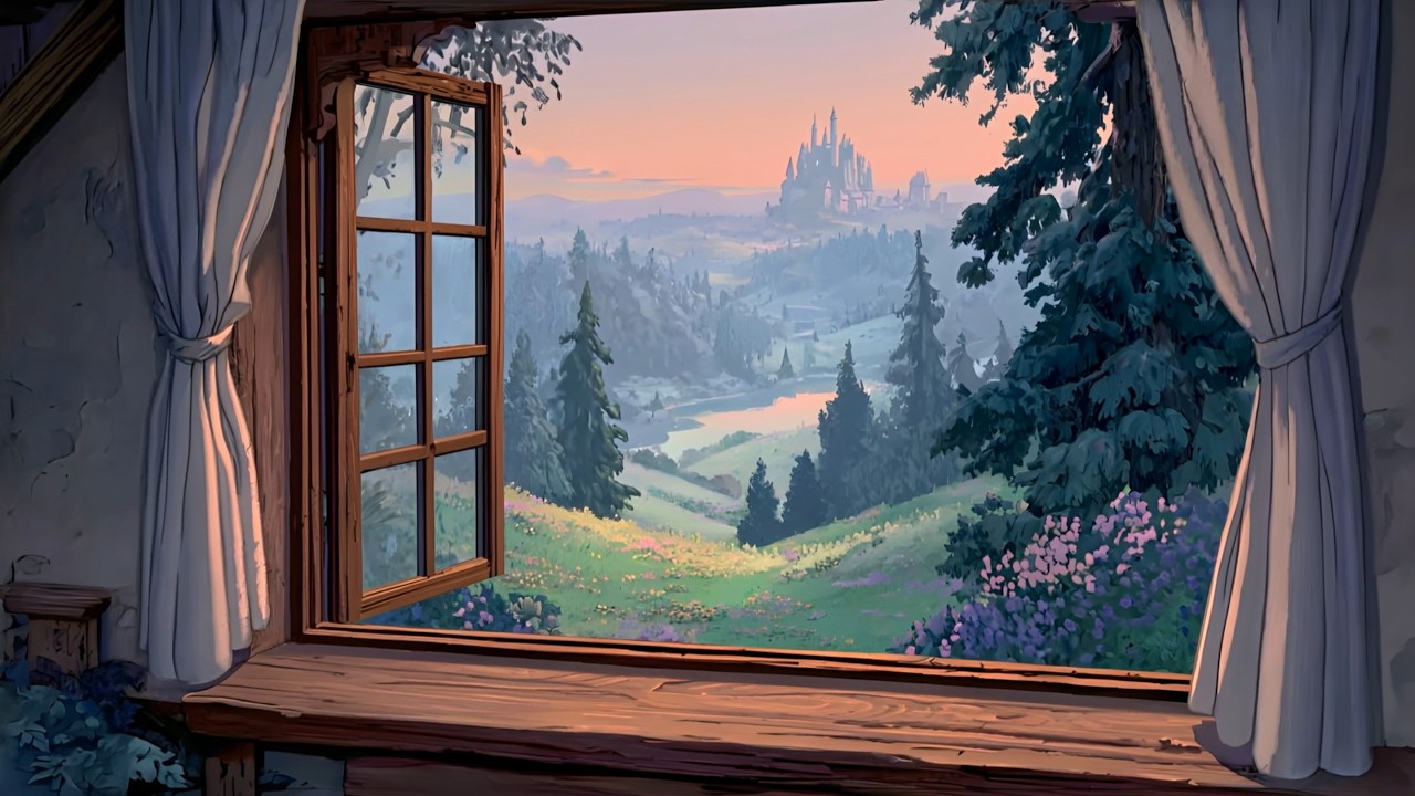 Fairytale Cottage Window Ambience 🏰 Disney-Inspired Instrumental Music | Read, Sleep, Focus, Study