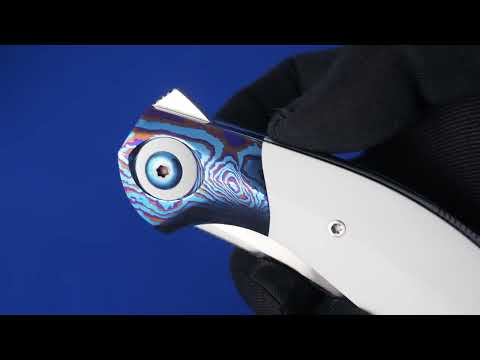 Max Ducar custom knife M398 Timascus G10 White