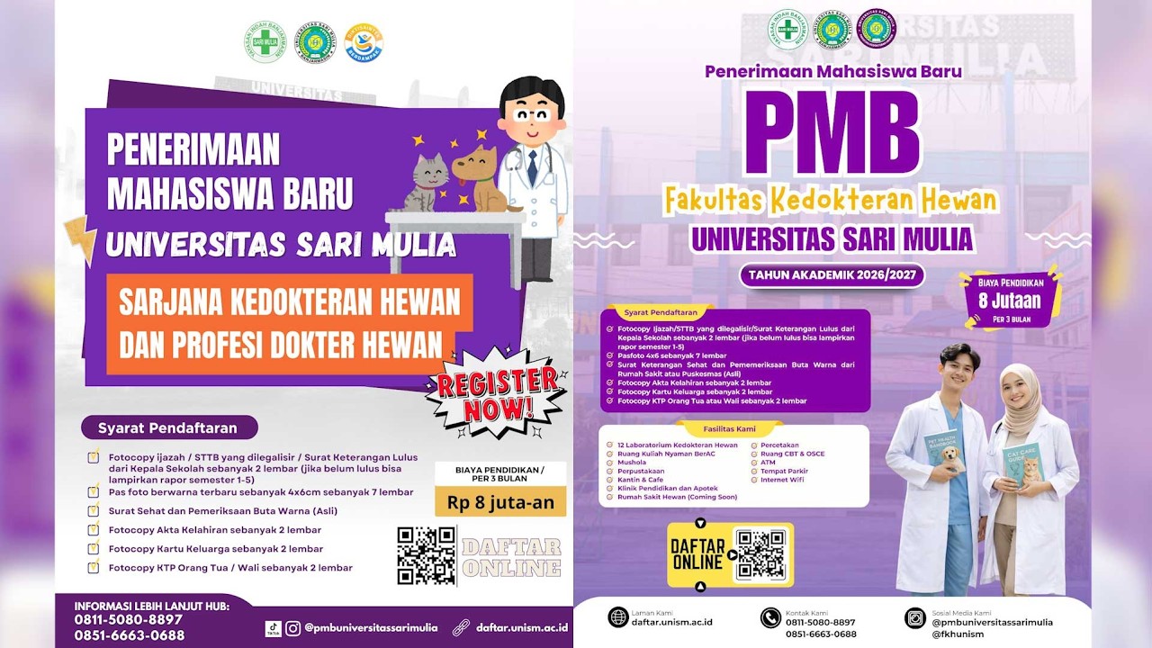 Universitas Sari Mulia resmi membuka Fakultas Kedokteran Hewan pertama di Kalimantan! 🎓