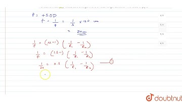 A thin convergent glass lens (mu_g=1.5) has a power of +5.0D. When this lens is immersed in a li...