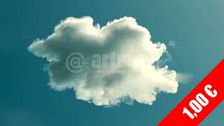 Solo Fluffy Cloud Drifting on Teal Sky HD Stock Video