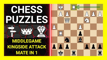 Chess Puzzles to Practice. Themes: Middlegame, Kingside attack, Mate in 1. Learn Chess