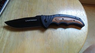 HUNTSHIELD LGSS-E632 Wood Handle Folding Knife review!!!