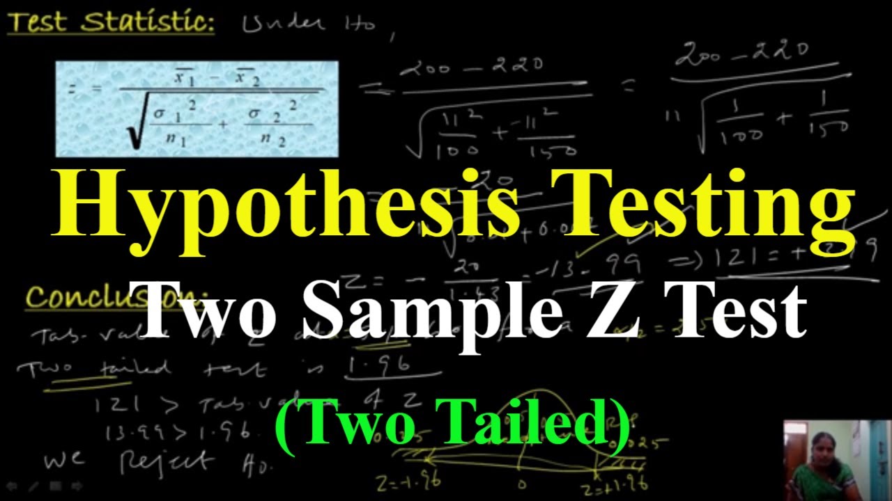 Hypothesis Testing - Z Test for Difference Between Two Means - Two ...