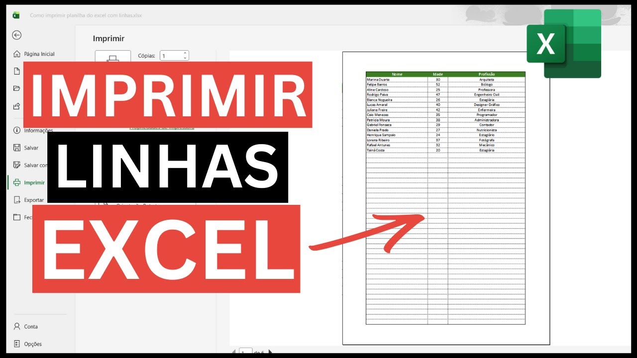 Como Imprimir Planilha do Excel com Linhas (Imprimir Linhas de Grade ...