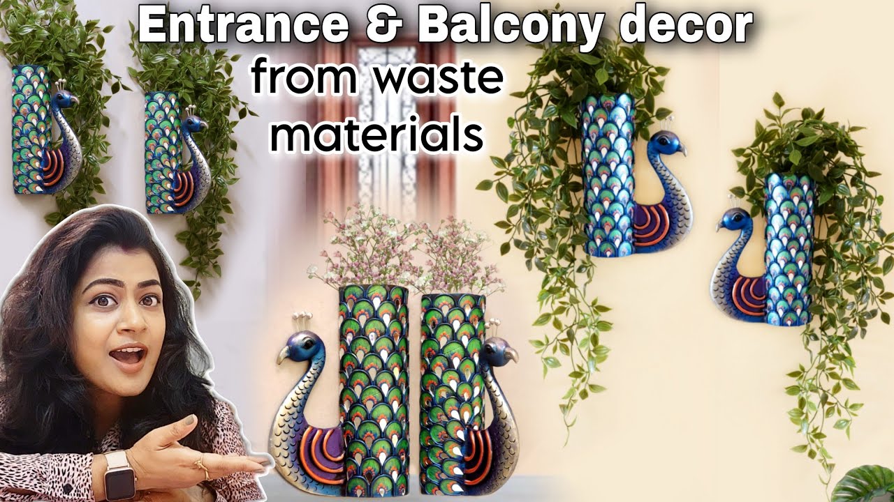 Give a New Look to ur Entryway wall decor idea in low budget | diy Peacock wall hanging planter
