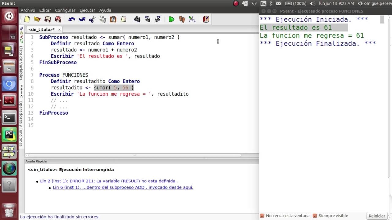Introducción a funciones en PSeInt - YouTube