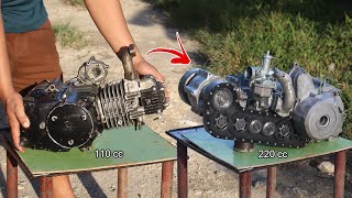 I Turn Motorcycle engine Into Opposed piston engine