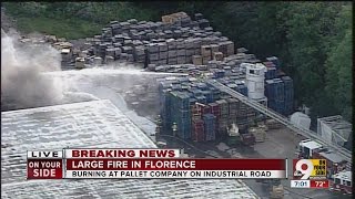 Chopper 9 surveys crews battling 3-alarm fire in Florence