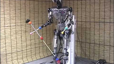 3 ball juggling and devil sticking by a robot.