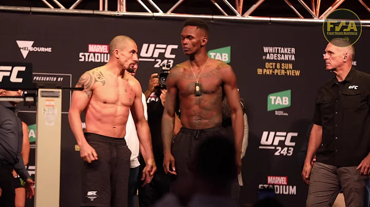 UFC 243: Intense face off between Rob Whittaker and Israel Adesanya! Both fighters on weight!