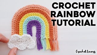 HOW TO CROCHET RAINBOW APPLIQUE | easy crochet rainbow patch step by step tutorial | CROCHET LOVERS by Crochet Lovers 39,598 views 3 years ago 16 minutes