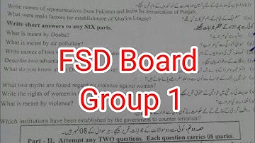 9th class Pak Study paper fsd board group 1  2024|| class 9 Pak Study paper group 1 2024