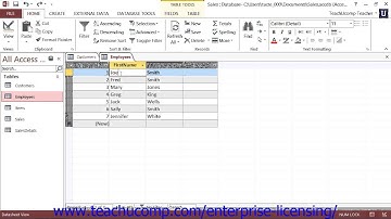Microsoft Office Access Tutorial 2013 Datasheet View 3.3 Employee Group Training