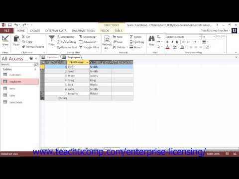 Microsoft Office Access Tutorial 2013 Datasheet View 3.3 Employee Group Training