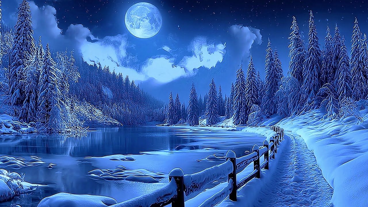 Winter Moonlight by the Lake — Deep Sleep Music with Gentle Snowfall 🌙❄️