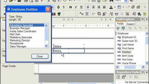 Crystal Reports Tutorial Browsing Field Data Business Objects Training Lesson 3.2