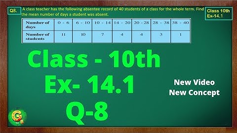Ex 14.1 Q8 Class10 | Statistics | Class10 Math | Class10 Ex 14.1 Q8 | Green Board Classes
